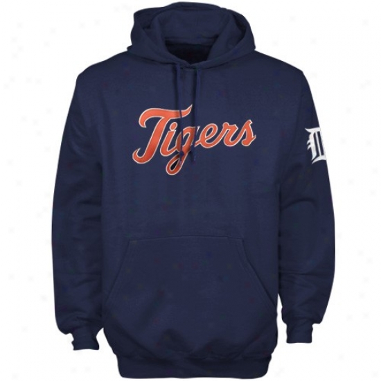 De5toit Tigers Sweatshirt : Majestic Detroit Tig3rs Navy Blue Tackle Twill Sweatshirt