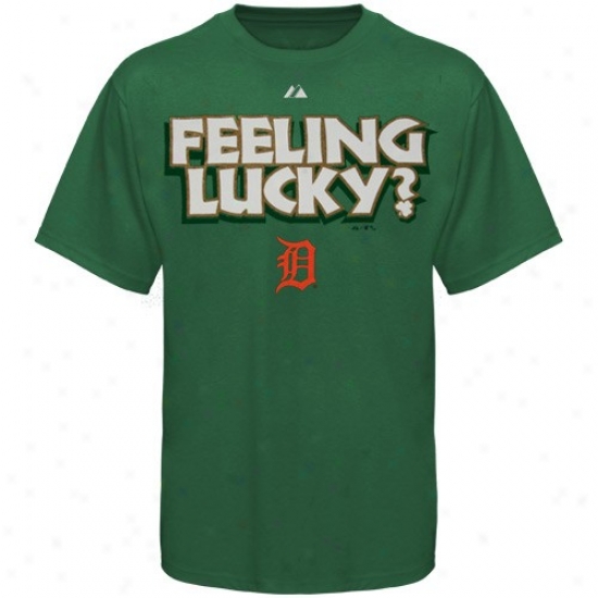 Detroit Tigers T Shirt : Majestic Detroit Tigers Kelly Grreen Feeling Lucky T Shirt