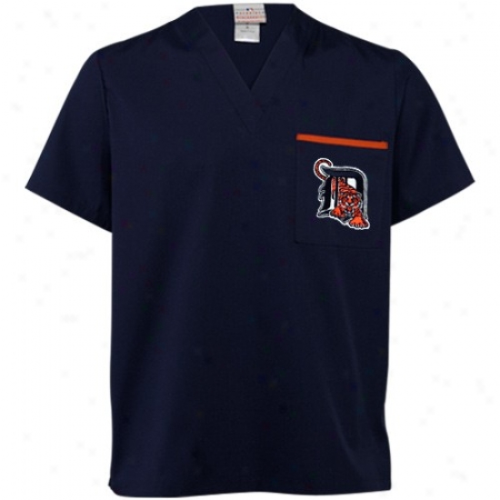 Detroit Tigers Tshirts : Detroit Tigers Navy Blue Scrub Top