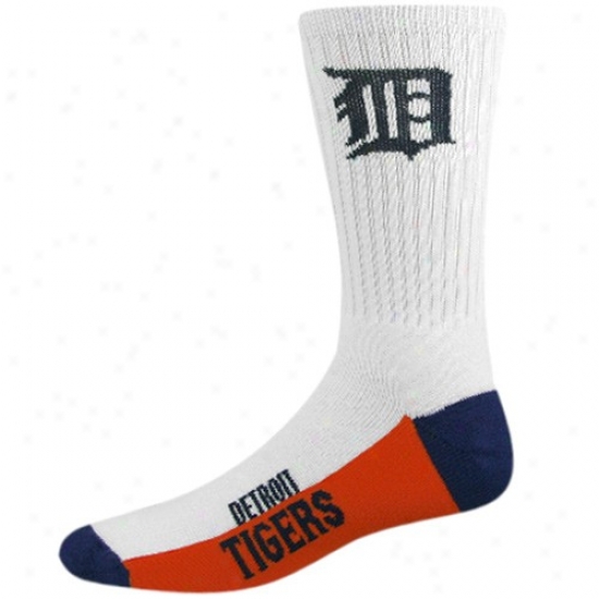 Detroit Tigers White Tri-color Team Logo Tall Socks