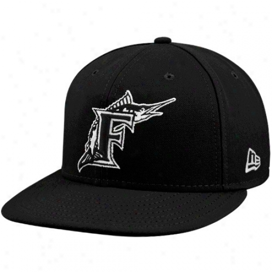 Florida Marlins Gear: New Era Florida Marlins Black League Basic Fitted Hat