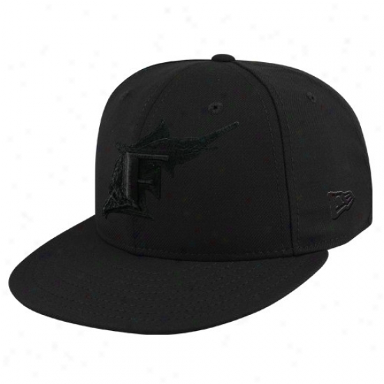 Florida Marlins Gear: Just discovered Point of time Florida Marlins Black Tonal 59fifty (5950) Fitted Hat