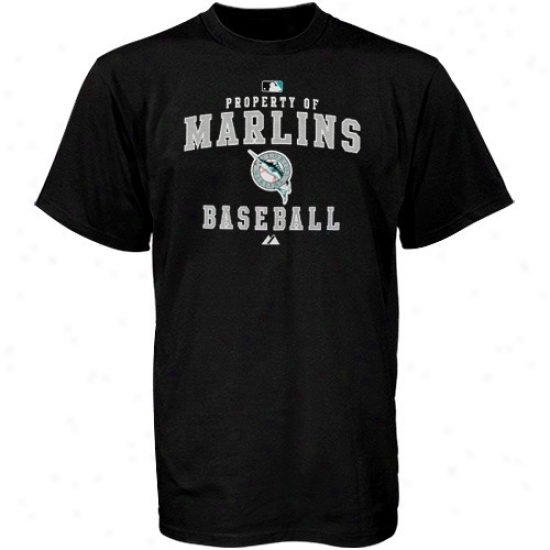 Florida Marlins Shirts : Majestic Florida Marlins Youth Black Quality Of Shirts