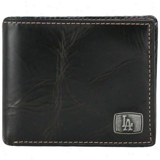 Fossil L.a. Dodgers Brown Leather Traveler Billfold Wallet