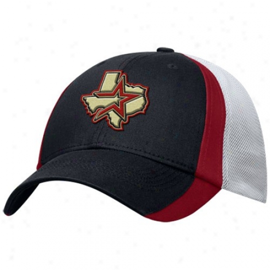 Houston Astros Hat : Nuke Houston Astros Black Mesh Swoosh Flex Fit Hat