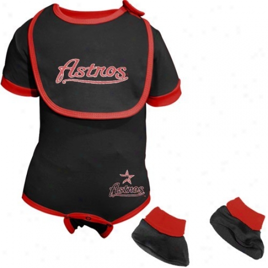 Houston Astros Infant Black Baseball Bib & Booties Set