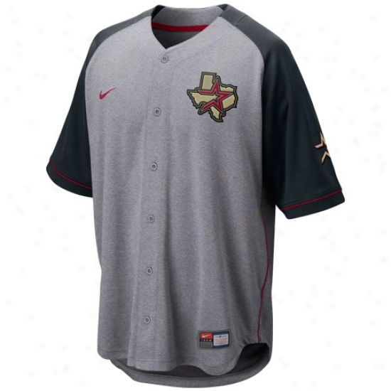 Houston Astros Jersey : Nike Houston Astros Ash-black At 'em Full Button Baseball Jersey