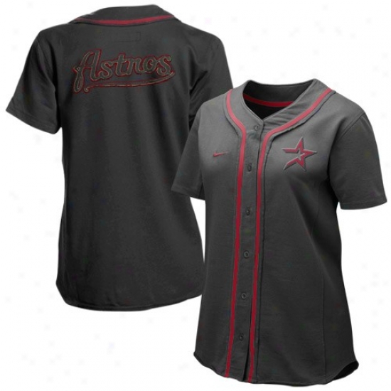 Houston Astros Jerseys : Nike Houston Astros Ladies Charcoal Batter Up Full Button Jerseys