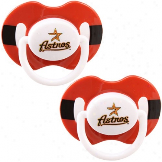 Houston Astros Red-blaxk Striped 2-pack Team Logo Pacifierx