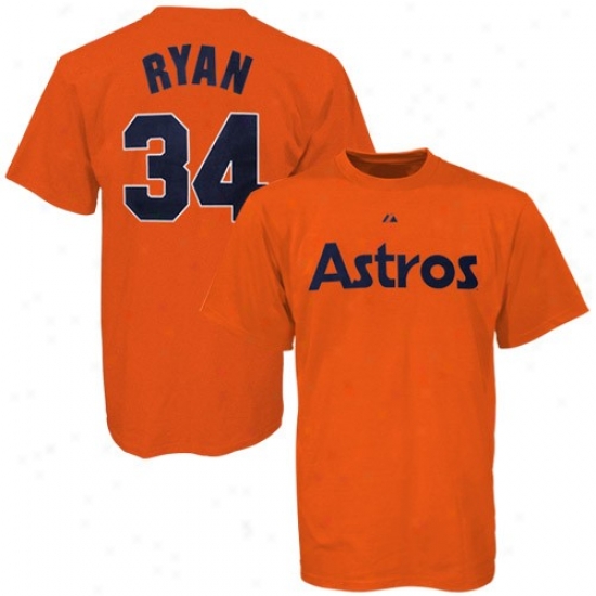 Houston Astros Shirts : Majestic Houston Astros #34 Nolan Ryan Orange Cooperstown Player Shirys