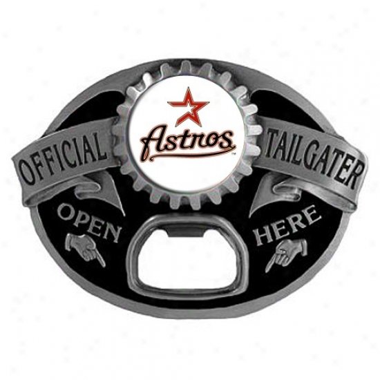 Houston Astros Silver Official Tailgater Bottle Opener Belt Buckle