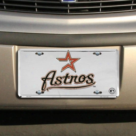 Houston Astros Silver Super Stock Mettal License Plate
