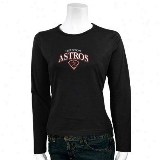 Houston Astros Tee : Houston Astros Ladies Black Vault Diamond Long Sleeve Tee