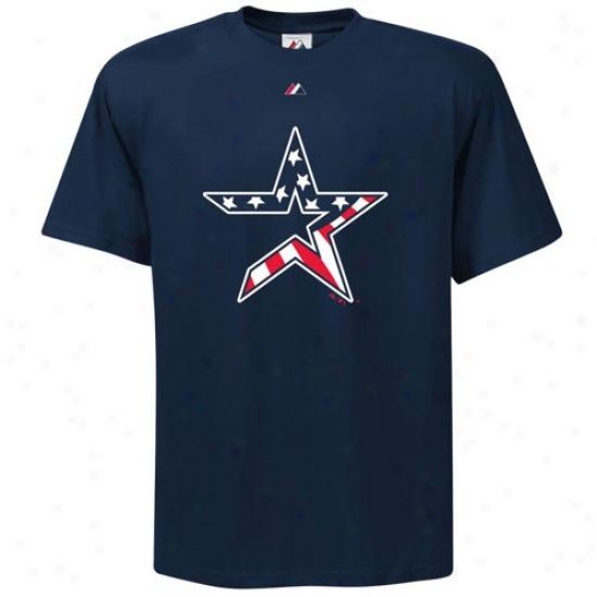 Houston Astros Tee : Majestic Houston Astros Navy Blue Stars & Stripes Tee