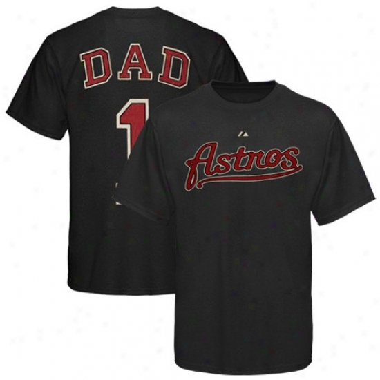 Houston Astros Tshirt : Majestic Houston Astros Black #1 Dad Tshirt