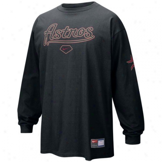 Houston Astros Tshirt : Nike Houston Astros Black Mlb Practice Long Sleeve Tshirt