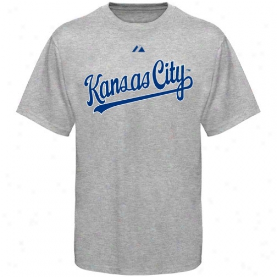 Kansas City Royals Shirts : Majestic Kansas City Royals Ash Official Road Wordmark Shirts