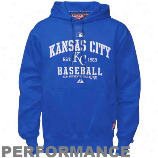 Kansas City Royals Sweatshirt : Majestic Kansas City Royals Royal Blue Ac Classic Therma Mean Performance Sweatshirt