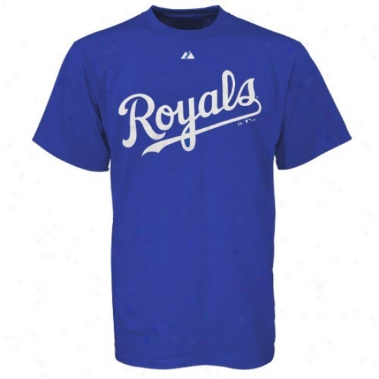 Kansas City Royals Tshirts : Majestic Kansas City Royals Rpyal Blue Youth Wordmark Tshirts
