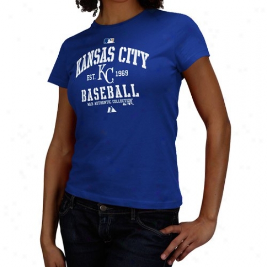 Kansas City Royals Tshirts : Majestic Kansas Cit Royals Ladies Royal Blue Ac Classic Tshirts