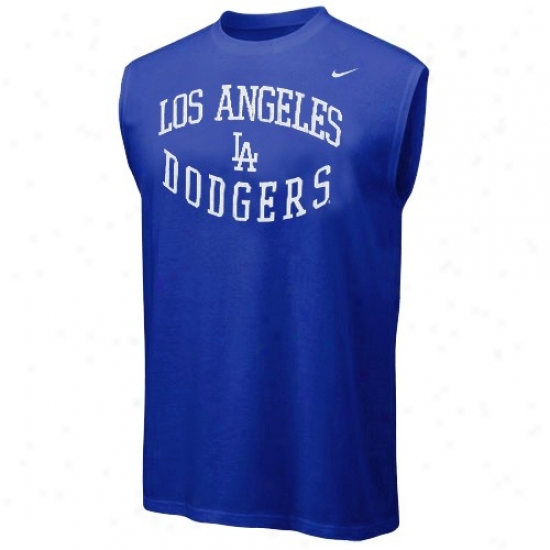 L.a. Dodgers Apparel: Nikee L.w. Dodgers Royal Blue Team Logo Sleeveless T-shirt