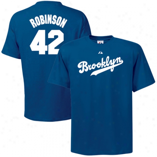 L.a. Dodgers Attire: Elevated L.a. Dodgers #42 Jackie Robinson Young men Royal Blue Cooperstown Player T-shirt