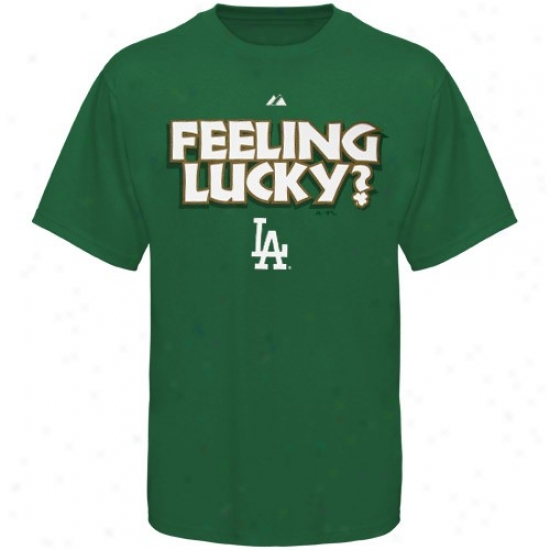 L.a. Dpdgers Attire: Majestic L.a. Dodgers Kelly Lawn Feeling Lucky T-shirt