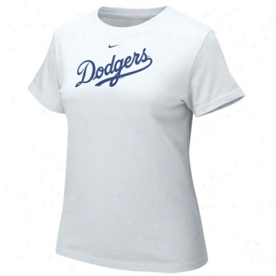 L.a. Dodgers Attire: Nike L.a. Dodgers Ladies White Authentic Crew T-shirt