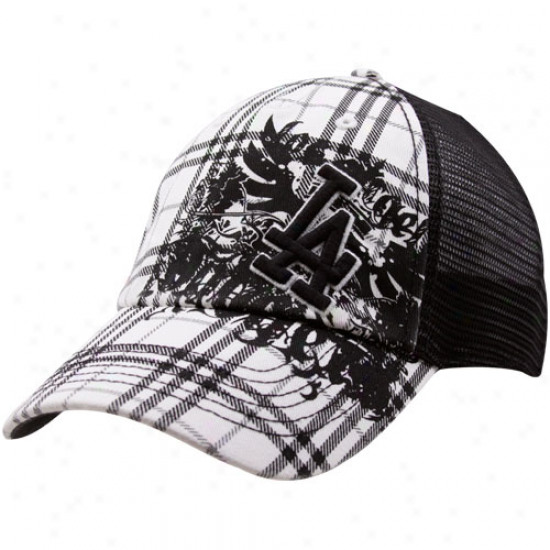 L.a. Dodgers Black-white Plaid Stretch-fit Mesh Suffolk Hat