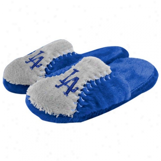 L.a. Dodgers Gray-royal Blue Plush Slide Slippers