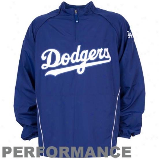 L.a. Dodgers Jacket : Majestic L.a. Dodgers Royal Pedantic  Gamer 1/4 Zip Performance Jacket