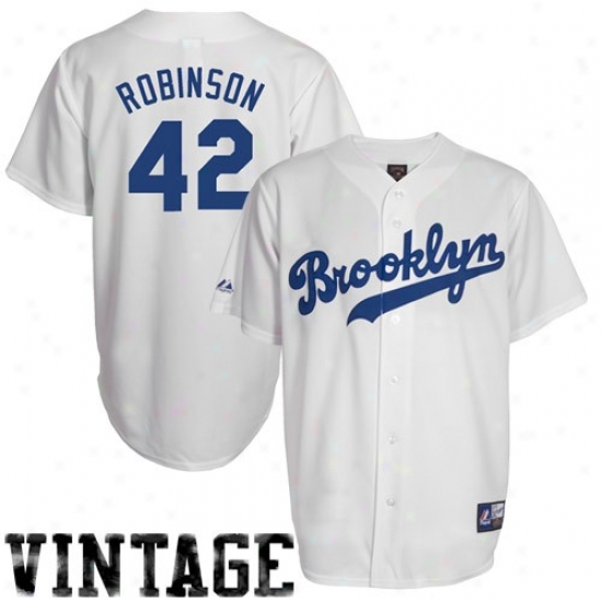 L.a. Dodgers Jerseys : Majestic Jackie Robinson Brooklyn Dodvers Cooperstown Basebail Jerseys #42 - White