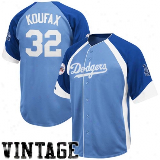 L.a. Dodgers Jerseys : Majestic L.a. Dodgers #32 Sandy Koufax Wheelhouse Cooperstown Player Baseball Jerseys - Light Blue-royal Blue