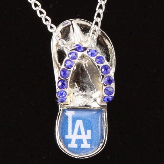 L.a. Dodgerss Ladies Crystal Flip Flop Necklace