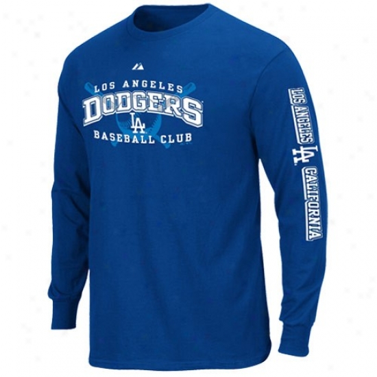 L.a. Dodgers Shirts : Majestic L.a. Dodgers Royal Blue Monster Play Long Sleeve Shirts