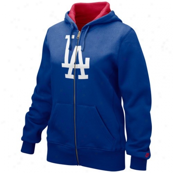 L.a. Dodgers Sweat Shirts : Nike L.a. Dodgers Ladies Royal Melancholy Cooperstown Classic Full Zip Sweat Shirts