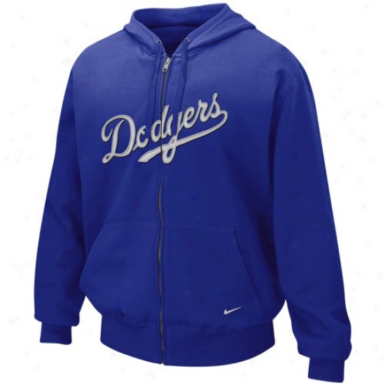 L.a. Dodgers Sweatshirt : Nike L.a. Dodgers Royal Blue Tackle Twill Full Zip Sweatshirt