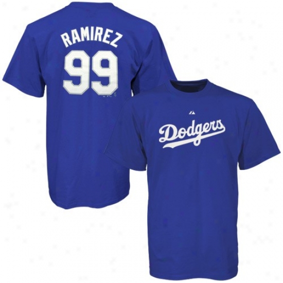 L.a. Dodgerw T Shirt : Majestic L.a. Dodgers #99 Manny Ramirez Royal Azure Players T Shirt