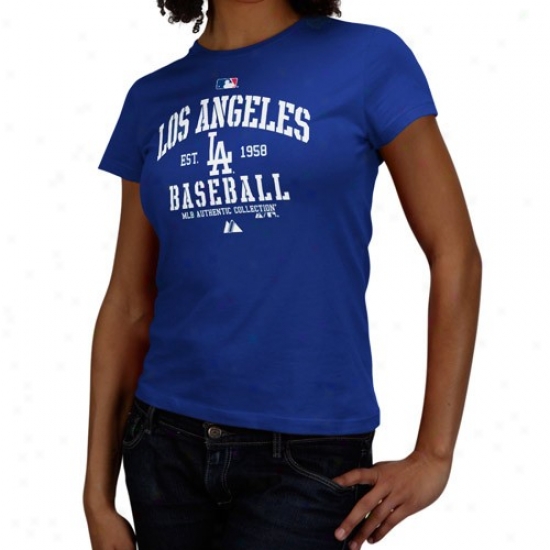 L.a. Dodgers T Shirt : Majestic L.a. Dodgers Ladies Royal Blue Ac Classic T Shirt