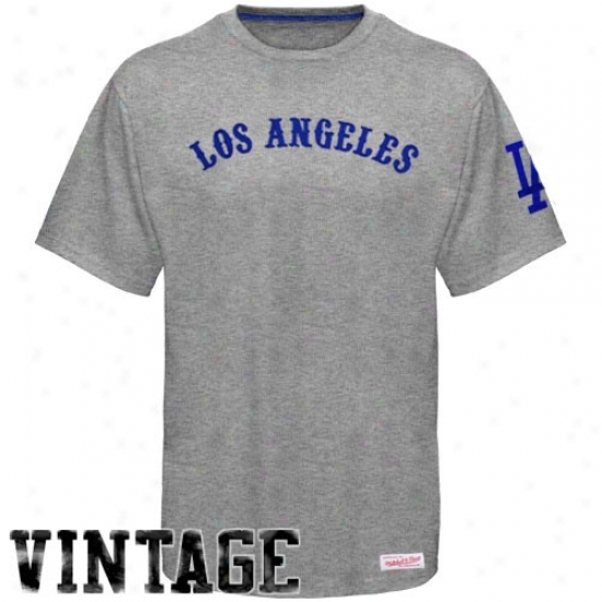 L.a. Dodgers T Shirt : Mitchell & Ness L.a. Dodgers Ash 1940 Throwback Vintage T Shirt