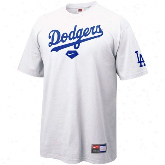 L.a. Dodgers T-shirt : Nke L.a. Dodgers White Baseball Practice T-shirt