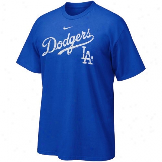 L.a. Dodgers Tees : Nike L.a. Dodgers Youth Royal Blue Distressed Mlb Tees