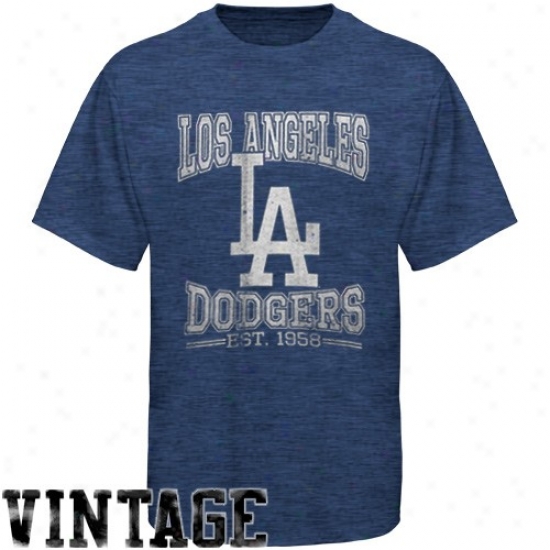 L.a. Dodgers Tshirt : Banner '47 L.a. Dodgers Heather Royal Blue Retro Logo Vintage Tshirt