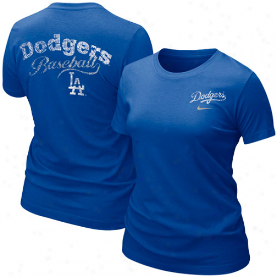 L.a. Dodgers Tshirt : Nike L.a. Dodgers Ladies Blue Graphic Tri-blend Tshirt