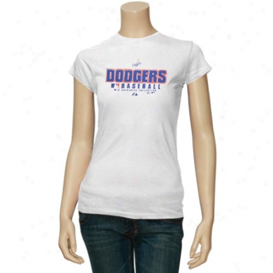 L.a. Dodgers Tshirts : Majestic L.a. Dodgers Ladies White Practice Tshirts