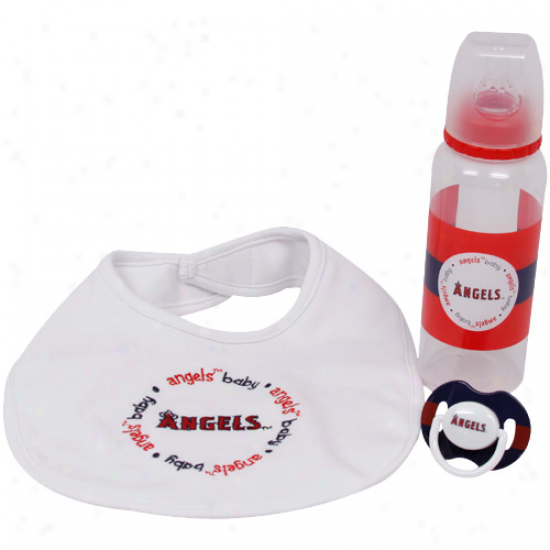 Los Angeles Angels Of Anaheim 3-piece Pacifier, Bib & Botrle Gift Write