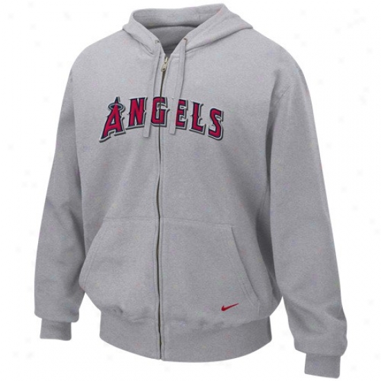 Los Angeles Angels Of Anaheim Hoodys : Nike Los Angeles Angels Of Anaheim Ash Attack Twill Full Zip Hoodys