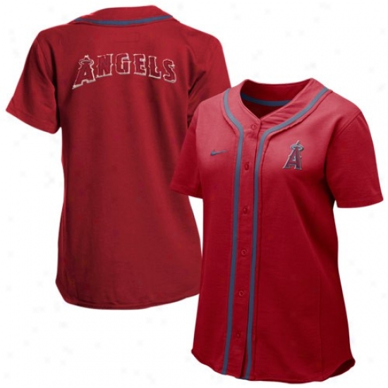 Los Angeles Angels Of Anaheim Jersey : Nike Los Angeles Angels Of Anaheim Ladies Red Batter Up Full Button Jersey