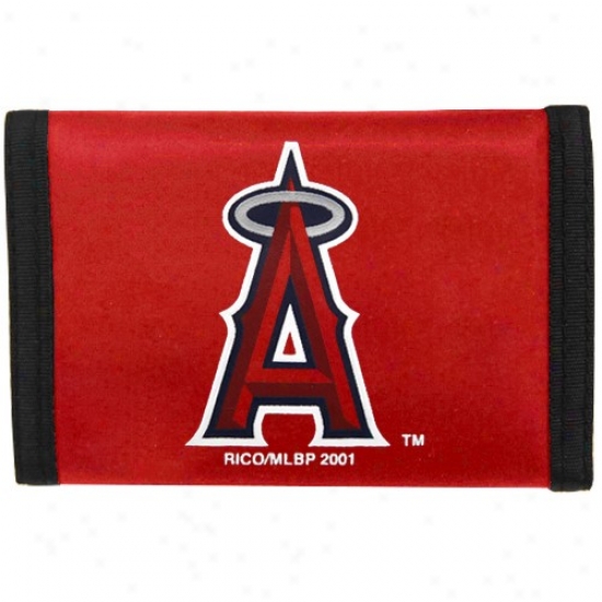 Los Angeles Angels Of Anaheim Red Nylon Trifold Wallet
