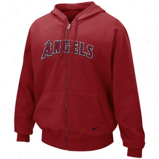 Los Angeles Angels Of Anaheim Sweat Shirt : Nike Los Angeles Angels Of Anaheim Red Tackle Twill Full Zip Sweat Shirt
